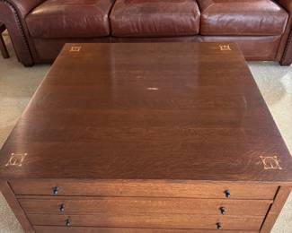 Stickley Harvey Ellis Square Cocktail Table                  40"SQ x 19"H   Mission Collection  Oak #32 Onondaga