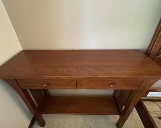 Stickley Console Table (spindle sides)                               38"W x 13"D x 28.5"H                                                           
 Mission Collection Cherry #91 Bristol