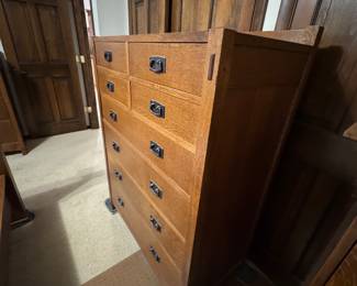 Stickley Tall Chest 40"W x 20"D x 54"H                           Mission Collection - Oak #52 Aurora w/Distressing