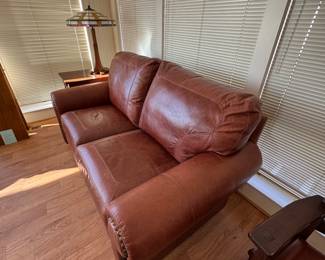 Stickley Santa Fe Love Seat - Basket Weave Embossed leather