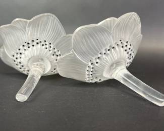 Pair of Lalique anemone flowers