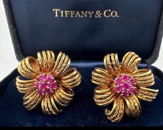 Tiffany 18kt ruby earrings
