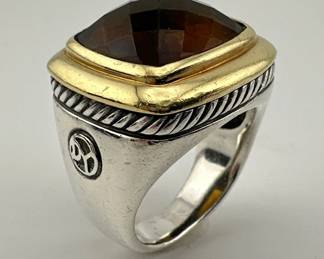 David Yurman sterling, 18kt and smoky quartz Albion ring