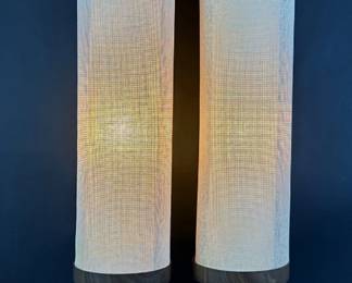 Pair of MCM Ellipse style cylinder table lamps, sold 2x the money
