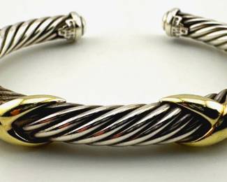 David Yurman sterling, 14kt double X cable cuff