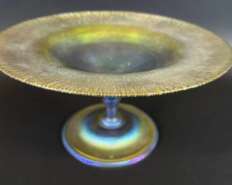 Signed Tiffany favrille gold iridescent compote