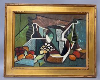 Vintage oil on board entitled “Wooden Shoes” by Vienna, VA artist F. Goodrick