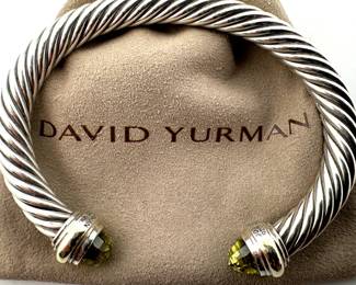 David Yurman sterling, 14kt and peridot cable cuff