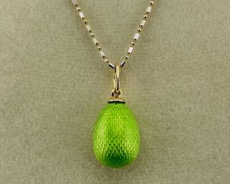 18kt Faberge enamel egg necklace