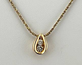 #1071 • Italian signed 14kt, diamond pendant necklace