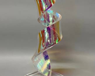 Iridescent acrylic helix sculpture by Will Grant (NJ and CA, b. 1969)