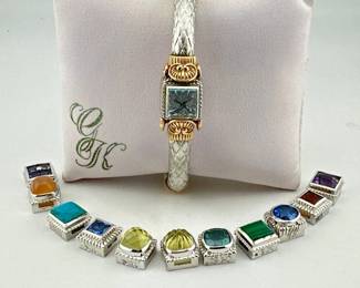 Goldman Kolber's 101 Ceres Caerleon 14kt, sterling bangle with interchangeable stones