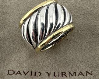 David Yurman sterling, 18kt wide band cable ring