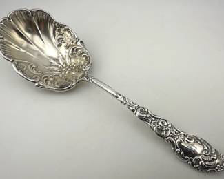 Unger sterling silver preserve spoon with fancy bowl