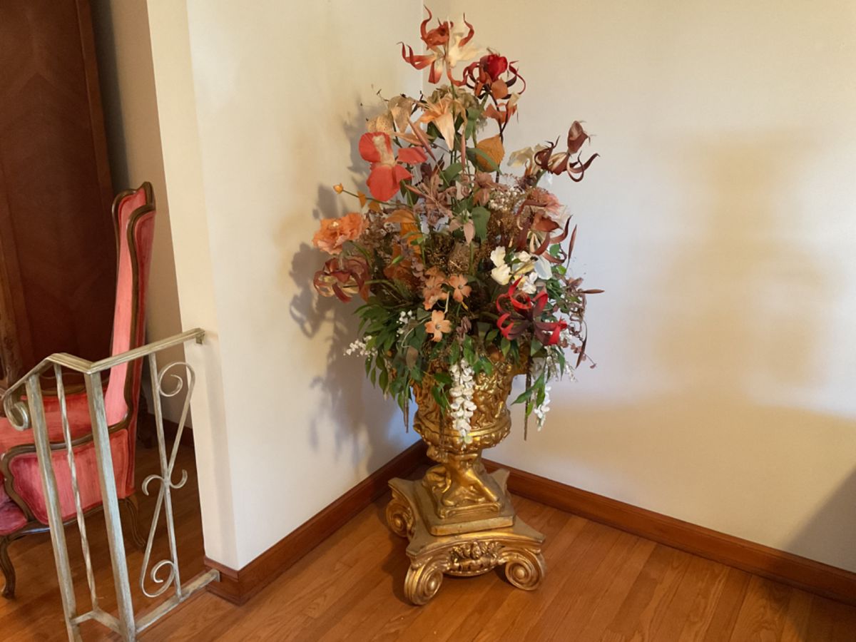Large floral arrangement.