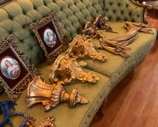 Wall sconces and decorative pieces.