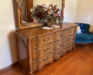 French style triple dresser with mirror.