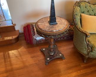 Pair marble top stands.