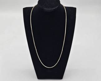 Lot 17  18k White Gold Spiga Chain Necklace Clasp: Spring Ring  L 22 1/4 in W 2mm Weight 3.57 grams  Hallmark: 18k Estimated Melt Value: $226.10 as of (12/20/2024) Buyer is responsible to pay for Shipping (See Shipping Details) 