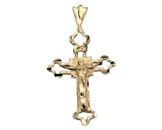 Lot 176 14k Cross Pendant  L 2.8cm W 1.5cm Weight 0.81 grams Estimated Melt Value: $40.33 as of (1/2/25) Buyer is responsible to pay for Shipping (See Shipping Details)
