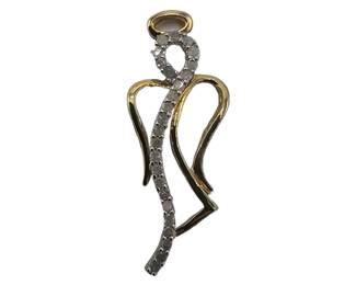 10k Angel Pendant with Diamond Accent ( not certified or tested)

Hallmark: NH

L X W:&nbsp; L 3.2cm&nbsp; W 1.2cm

Weight 1.48 grams (including stones)

Estimated Melt Value: $52.34 as of (1/4/25) (including stones)

Buyer is responsible to pay for Shipping and Ins (See Shipping Details)
