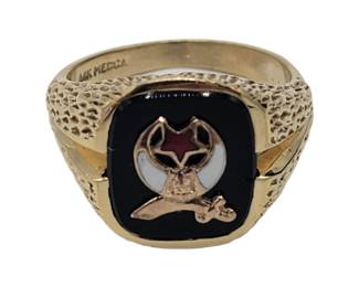 14k Shriners Mecca Ring

Sz 13

Weight&nbsp; 13.6

Hallmark: Mecca/14k

Estimated Melt Value: $669.13&nbsp;as of (12/22/2024)

Buyer is responsible to pay for Shipping and Ins (See Shipping Details)&nbsp;
