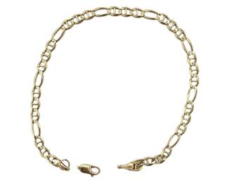 14k Italian Figaro Chain Link Bracelet

Hallmark NIE&nbsp;


L x W:&nbsp; L 22cm&nbsp; W 5mm

Clasp: Lobster Claw

Weight: 5.24 grams&nbsp;

Estimated Melt Value: $261.34&nbsp; as of (1/8/2025&nbsp;)

Buyer is responsible to pay for Shipping and Ins (See Shipping Details)&nbsp;