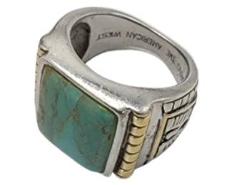 925 Turquiose Cabochon Men's Native Ring
Bradford Exchange / 18k Gold Plating Accent
Sz 10
Weight: 18.49&nbsp;grams&nbsp;
Estimated Melt Value: $ 15.79&nbsp; as of (01/07/2025)
Buyer is responsible to pay for Shipping and Ins (See Shipping Details)&nbsp;