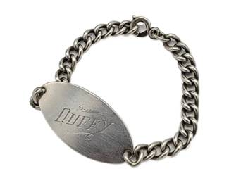 Sterling ID Bracelet

Length: 19cm

Width:&nbsp; Chain- 6mm&nbsp; / Tag-2.2cm

Clasp: Claw Clasp

Weight:&nbsp; 19.76 grams

Estimated Melt Value: $&nbsp; as of ( )

Buyer is responsible to pay for Shipping and Ins (See Shipping Details)&nbsp;