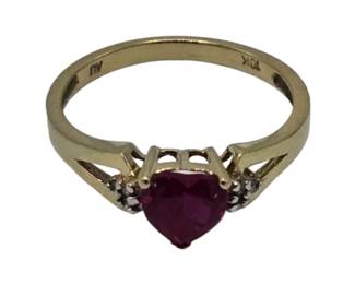 10k Gold Ring w/ Ruby Setting and Diamond Accents&nbsp;

Sz 7

Weight 2.04 grams (includes stone)&nbsp;

Estimated Melt Value: $72.14 as of (1/5/25) (includes stone)

Buyer is responsible to pay for Shipping and Ins (See Shipping Details)