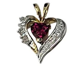 10k Heart Pendant&nbsp;Necklace

Necklace Length 19.5 in

Charm 1.9 cm x 1.5 cm

Charm Weight 1.39 grams (including stones)

Necklace Weight 0.45 grams

Buyer responsible for shipping&nbsp;

Estimated Melt Value Charm: $49.15 as of (1/4/25) (including stones)

Estimated Melt Value Necklace: $15.91 as of (1/4/25)

Buyer is responsible to pay for Shipping and Ins (See Shipping Details)