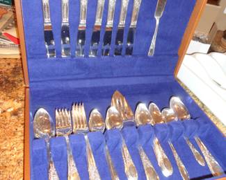 61 Piece International Silver Flatware Set "Burgandy" by W.M.Rogers
