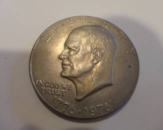 1776-1976 Eisenhower Liberty Bell Moon Silver Coin/Type 1 with larger block letters on the back