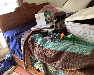 Antique hand carved wood bed