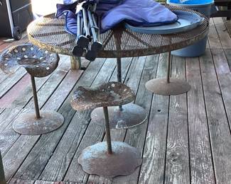 Tractor seat, stools, and table