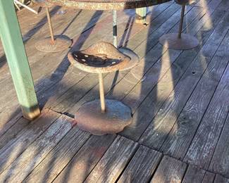 Vintage/antique tractor seat stools and iron table