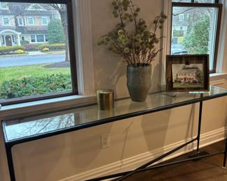 Restoration Hardware Metal and Glass Console Table