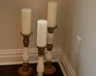 White and Wood Candlesticks