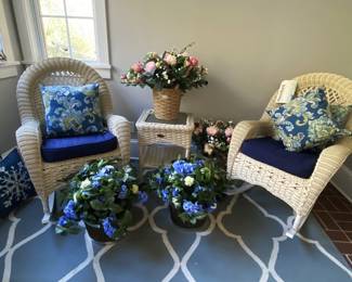 artificial flower arrangements and outdoor pillows
