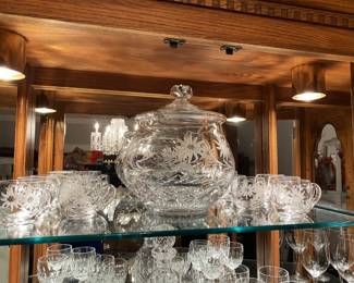 crystal punch bowl and cups