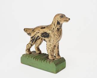 Miniature Antique Folk Art English Setter Dog Carving