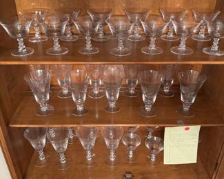 Large FOSTORIA rose pattern glass set