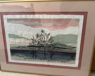 Signed MP Marion Mid century art landscape