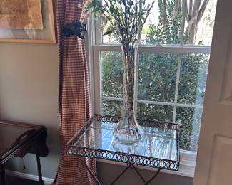 Glass and metal table