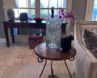 Metal and wood side table
