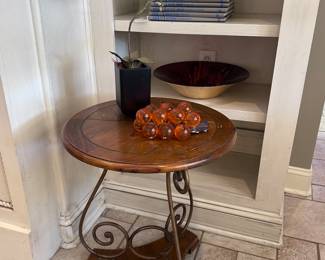 Metal and wood side table