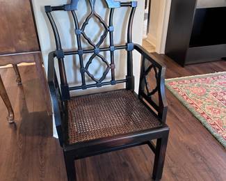 Pair of rattan seat chairs