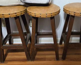 Leather And Wood Bar Stools