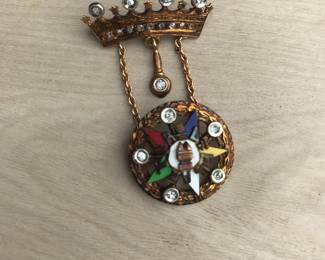 14k gold and diamond antique eastern star pin