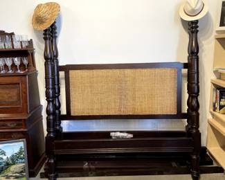 Queen size bed frame four poster bed with caning